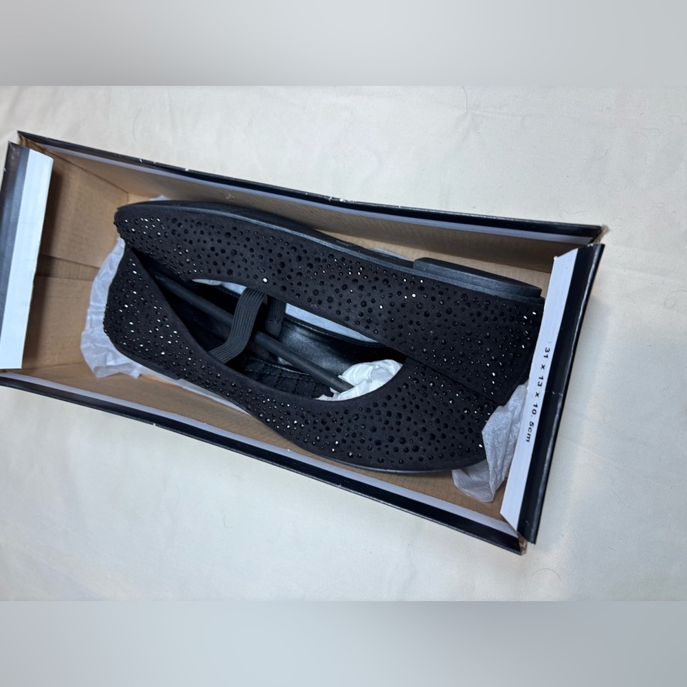 MIA black rhinestone ballet flat shoes parties dress up formal. NWT in box. 8.5 - Picture 9 of 12